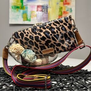 Consuela Blue Jag Leopard Print Uptown Crossbody / Wallet